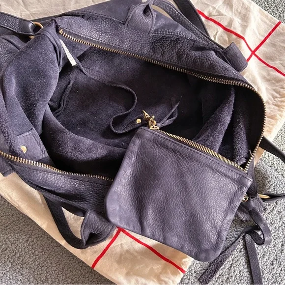 Clare V Nubuck Messenger Bag in Navy